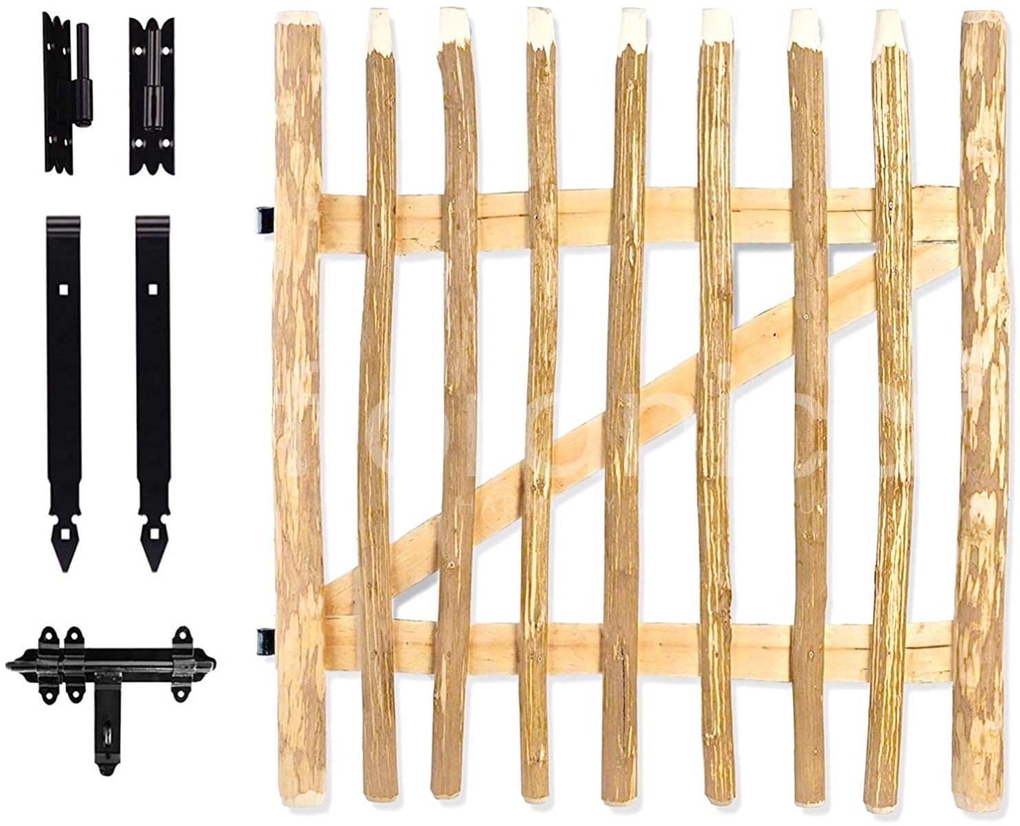 Gartentor mit Scharnieren Breite: 100 cm; Höhe: 50 cm, Haselnussholz, imprägniert, Lattenabstand 6-9 cm