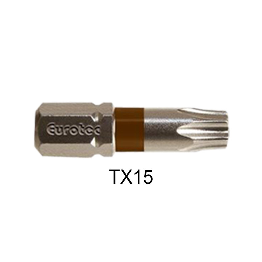 Eurotec - Torx kurz Bit 1/4" x 25 mm, TX15
