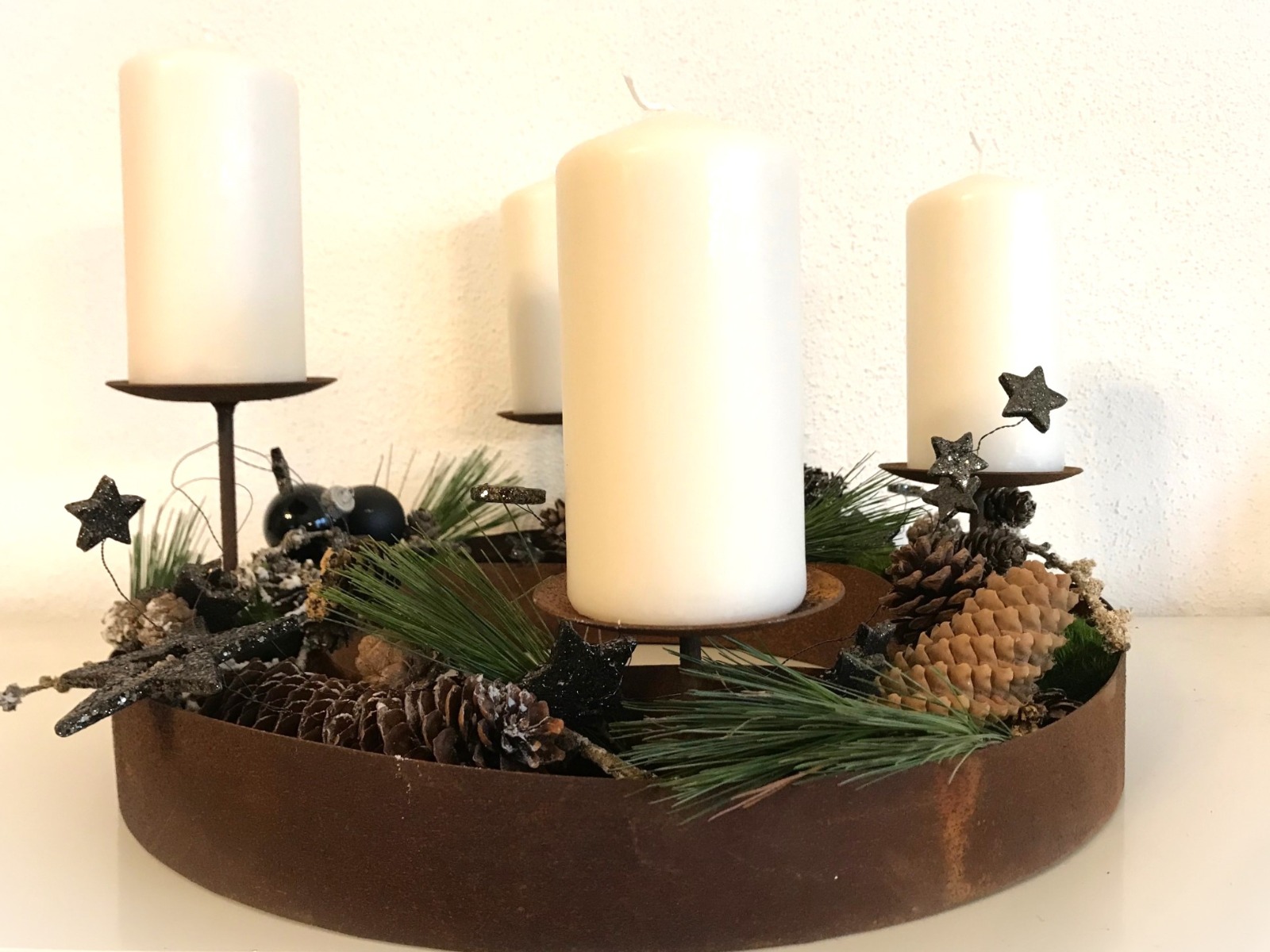 Edelrost-Adventskranz D40 cm