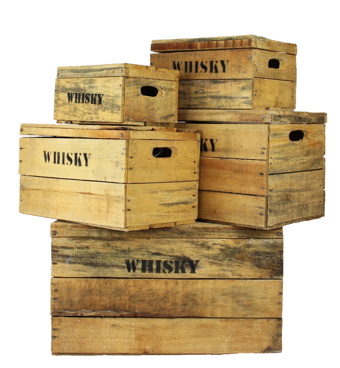 Whisky Holzkiste, Vintage, Weinkiste, Obstkiste mit Deckel und Aufdruck, natur
