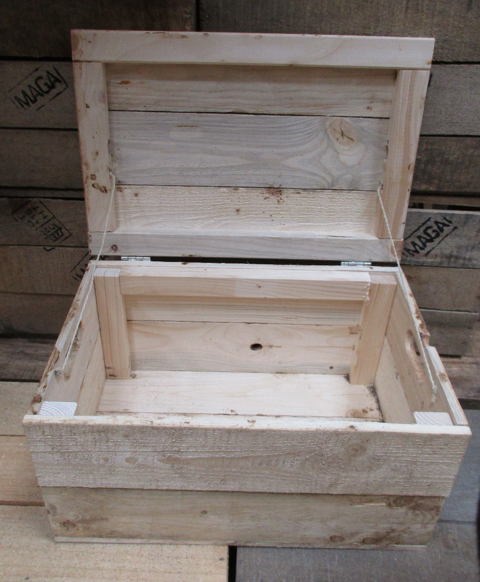 Holzkiste mit Deckel (unbedruckt, Vintage), ca