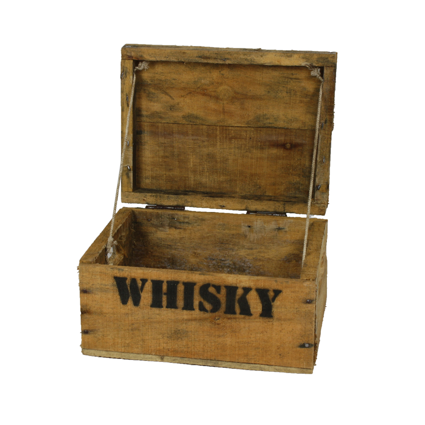 Whisky Holzkiste, mini (21x27x14,5cm), Vintage, Weinkiste, Obstkiste mit Deckel und Aufdruck