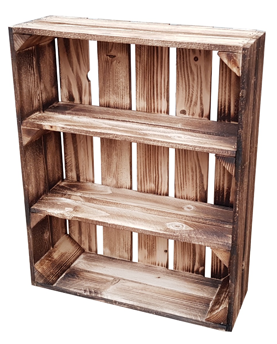 Holzregal klein, Geflammt