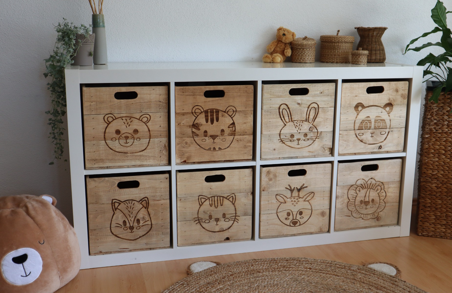 Motivkisten "Tiere", 8-er Set im Vintage-Look