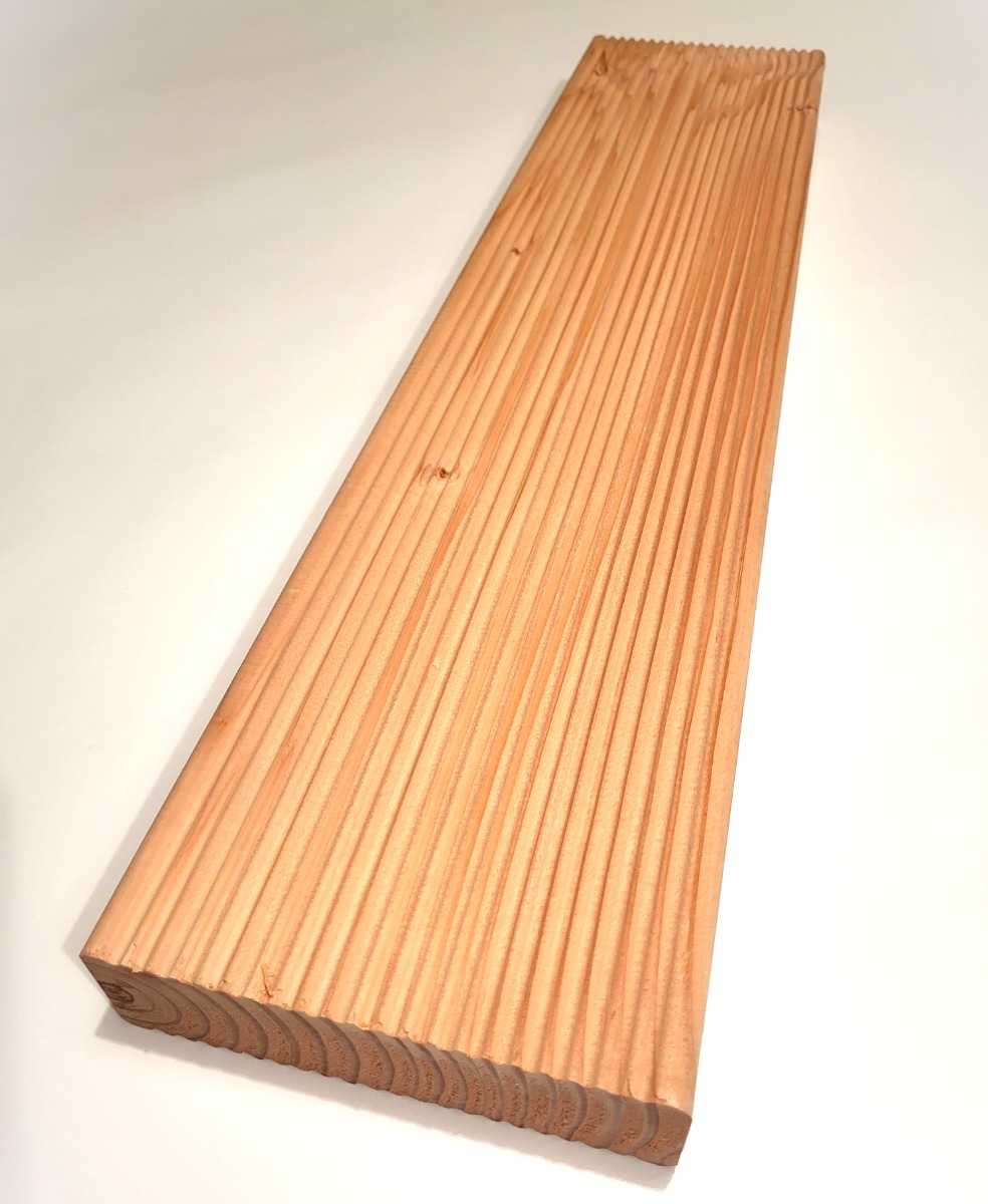 Riffeldiele - Terrassendiele Douglasie (1980x140x24cm), beidseitig fein geriffelt