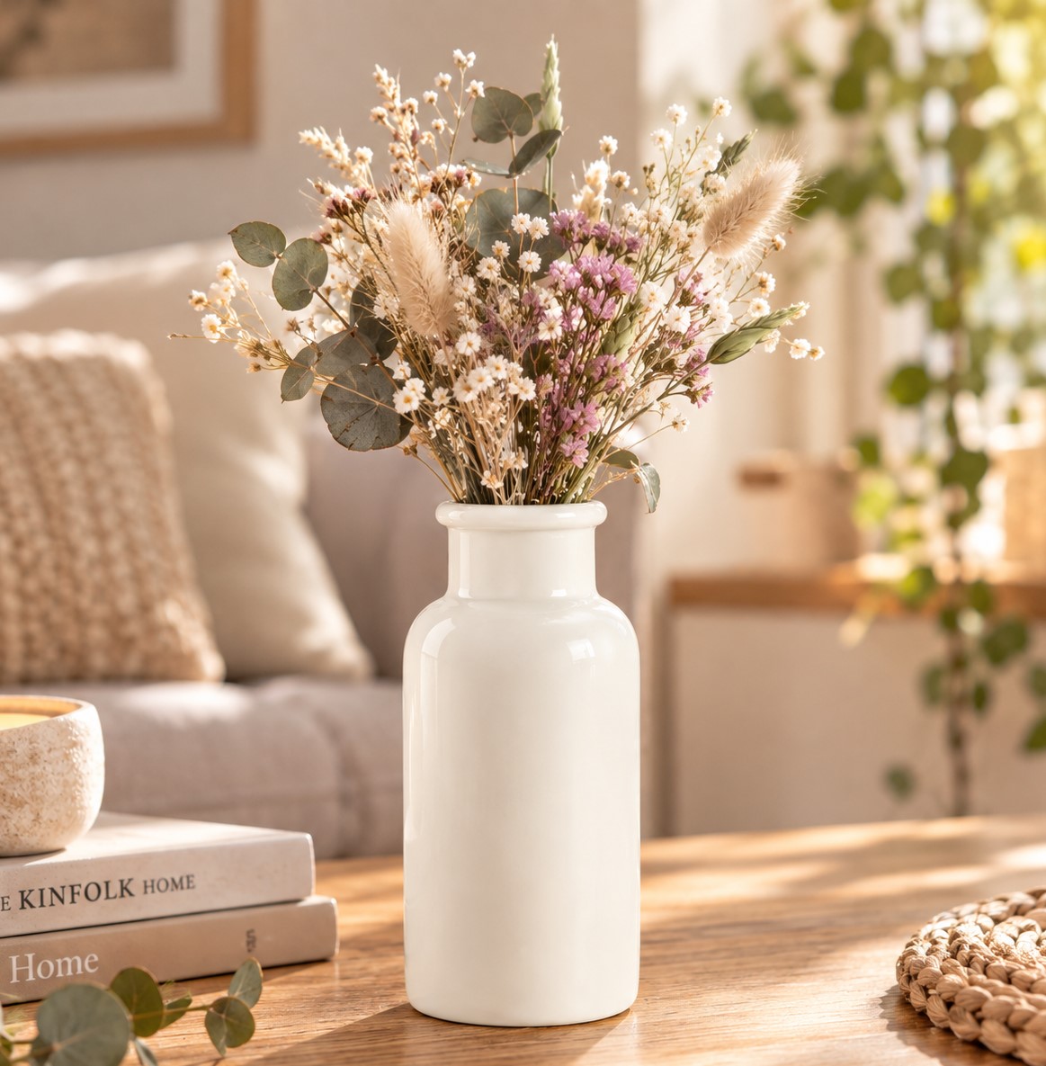 Vase "glatt" aus Raysin Gips – versiegelt – 9,5 × 5 cm