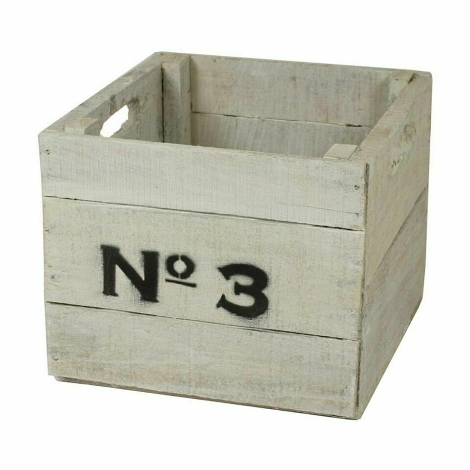 2-er Set Holzkisten Vintage weiß, Dekokiste, No. Aufdruck