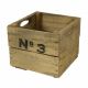 Holzkiste, mit No. 3 Aufdruck (27,5x26x21,5cm), Vintage Design, Obstkiste, braun natur