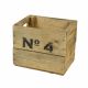 Holzkiste, mit No. 4 Aufdruck (23,5x18x19,5cm), Vintage Design, Obstkiste, braun natur