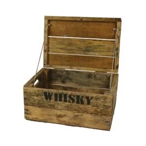 Whisky Holzkiste, junior (24x34,5x19cm), Vintage, Weinkiste, Obstkiste mit Deckel und Aufdruck