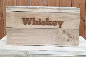 Whiskey Holzkiste mit Branding (28x42x23cm), Vintage, Klappdeckel